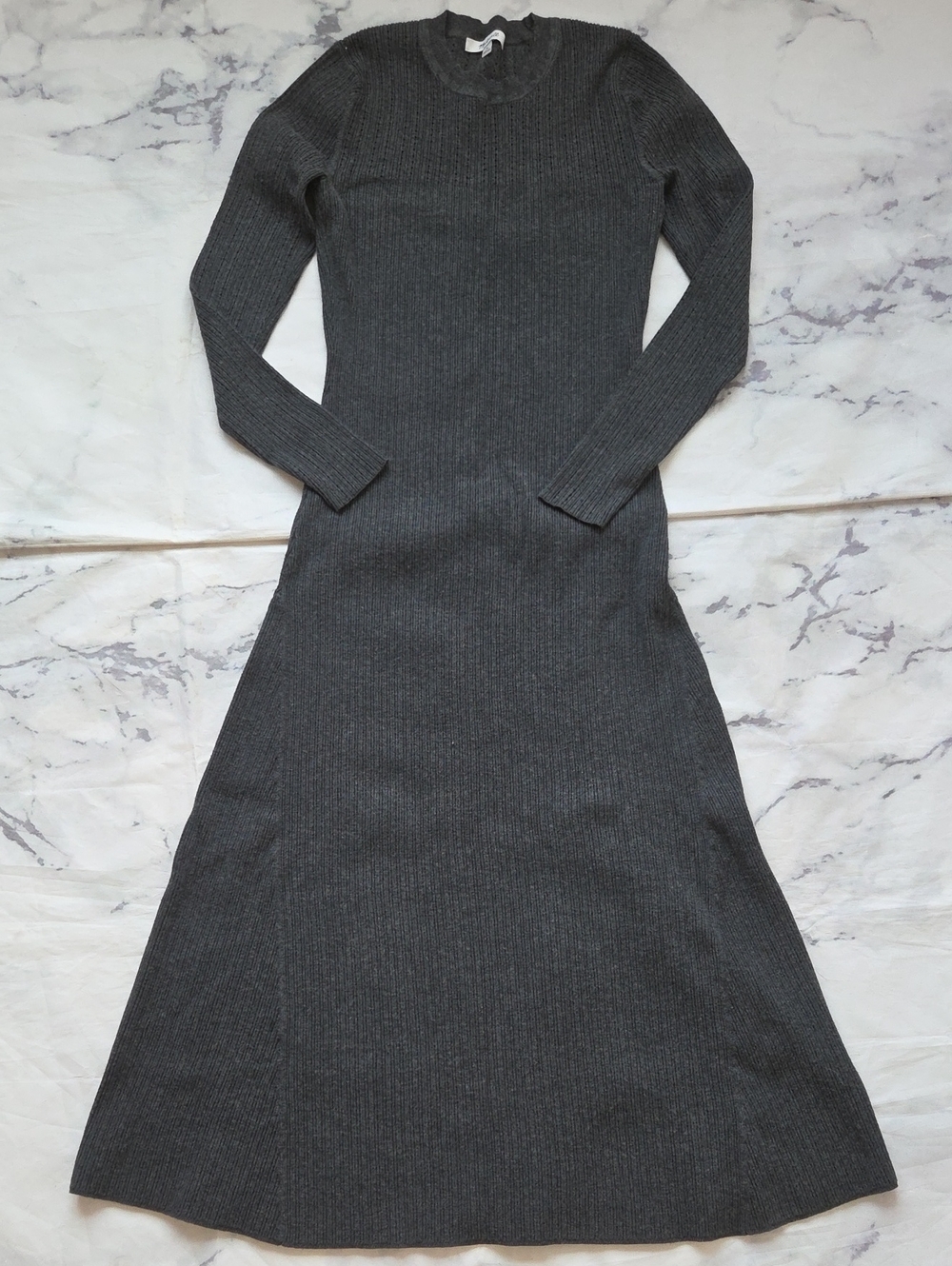 Madewell The Signature Knit Crewneck Midi Dress In Heather Slate